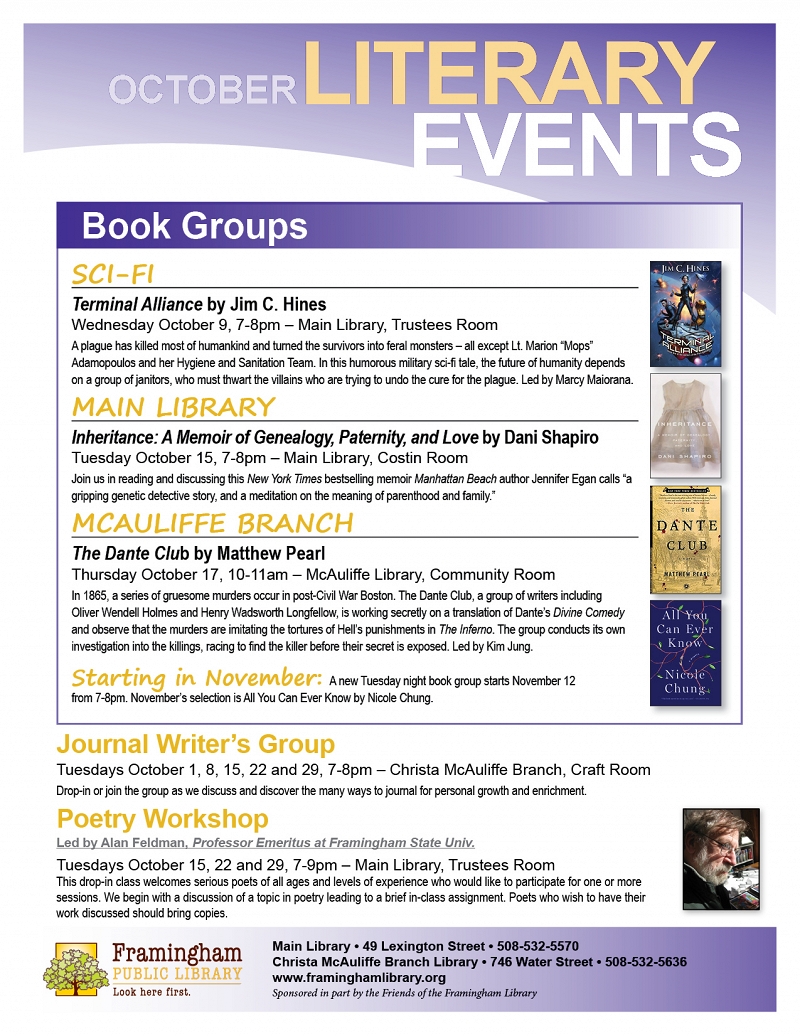 Events Calendar Framingham Public Library