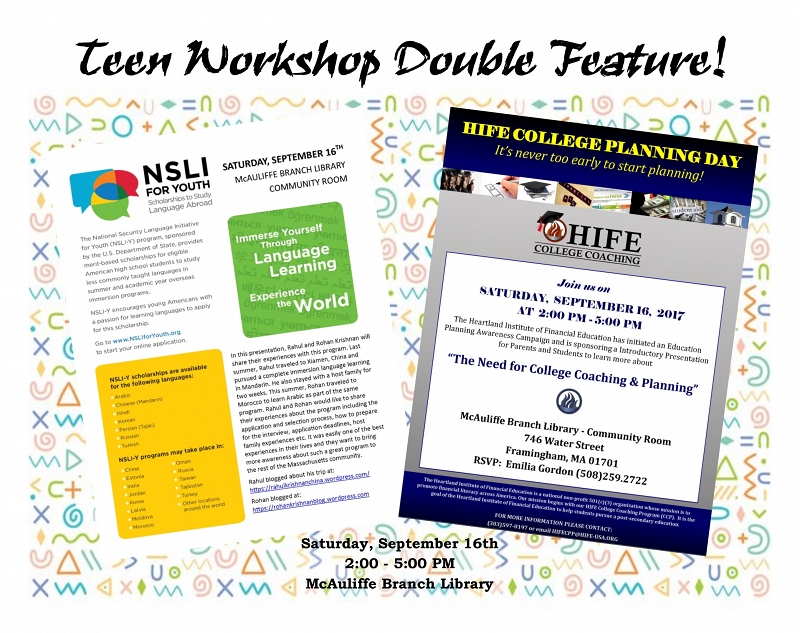 Teen Workshop Double Feature - Immersive Language Study Scholarship & College Prep Information thumbnail Photo