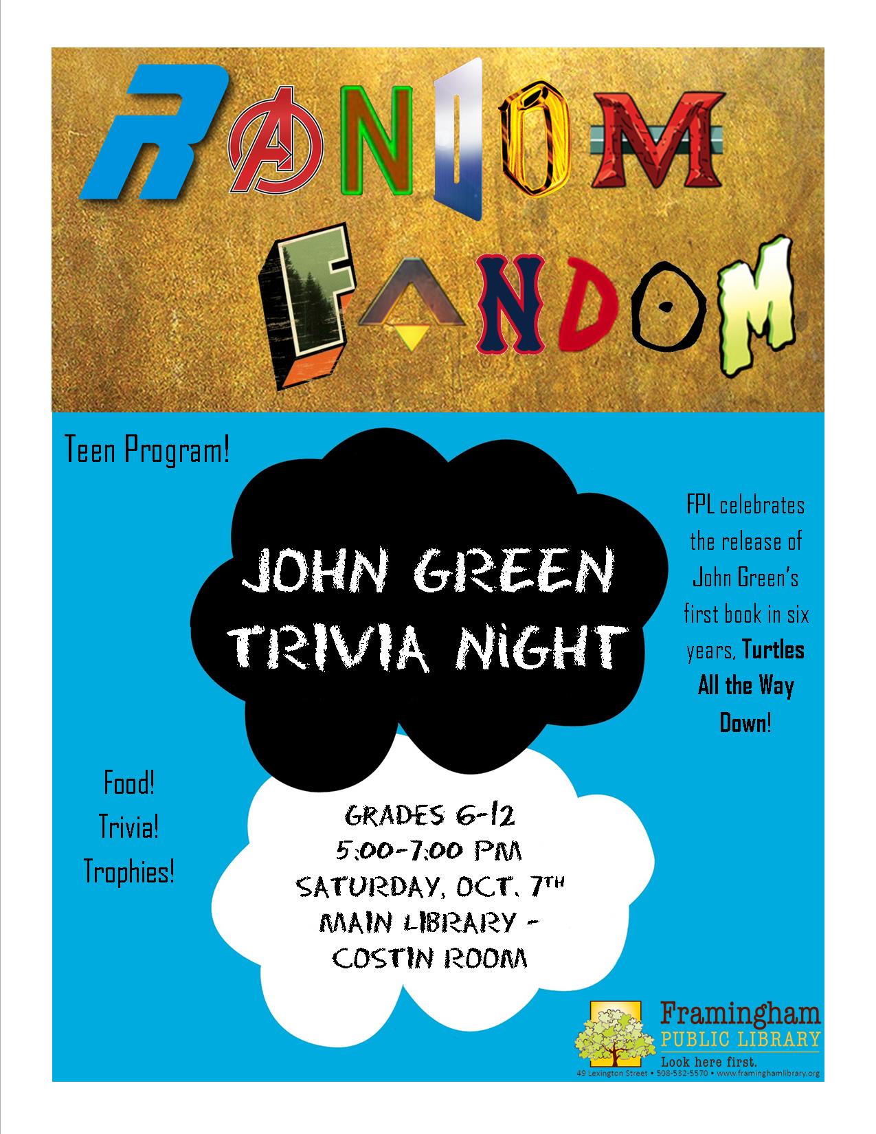 Random Fandom: John Green Trivia Night thumbnail Photo