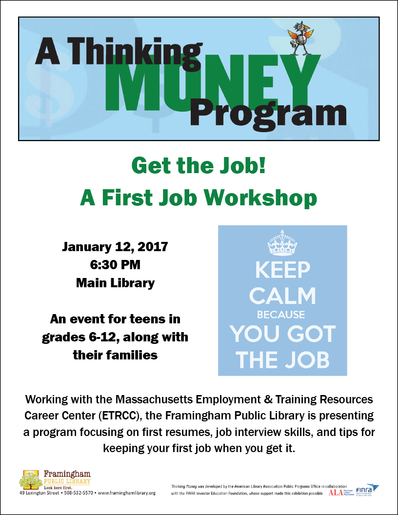 Thinking Money - Get the Job! A First Job Workshop thumbnail Photo