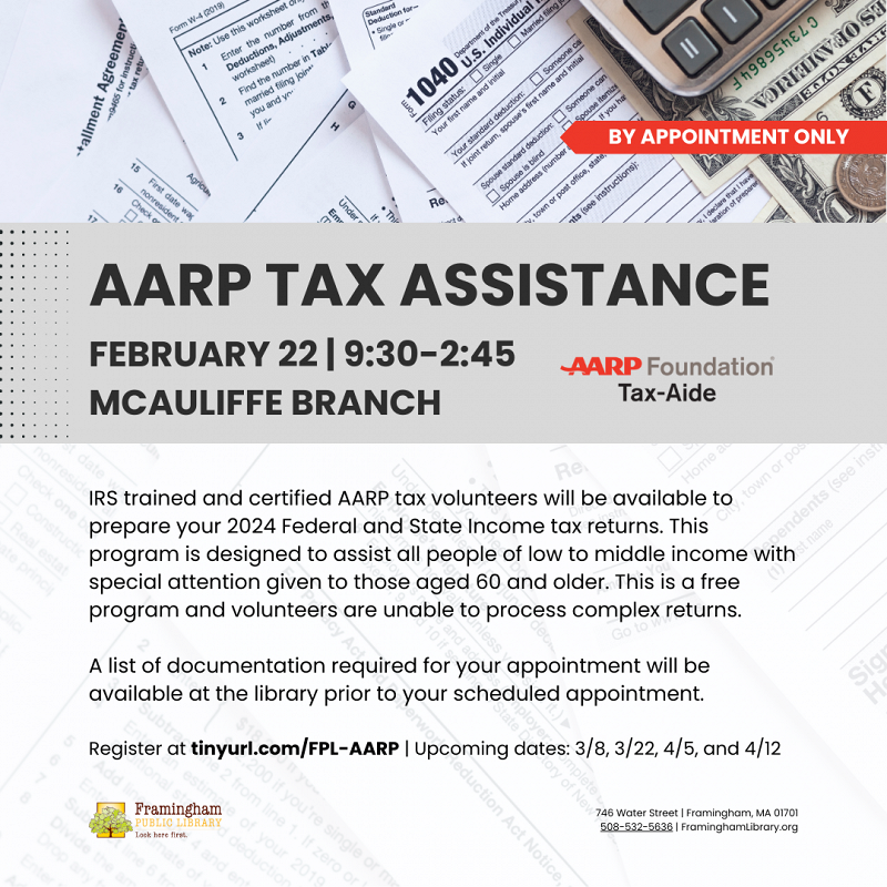 AARP Tax Assistance  (by appointment only) thumbnail Photo