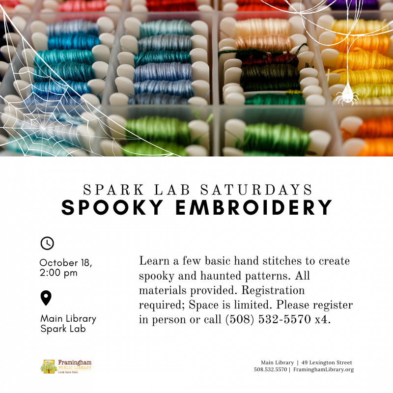 Spark Lab Saturdays: Spooky Embroidery thumbnail Photo