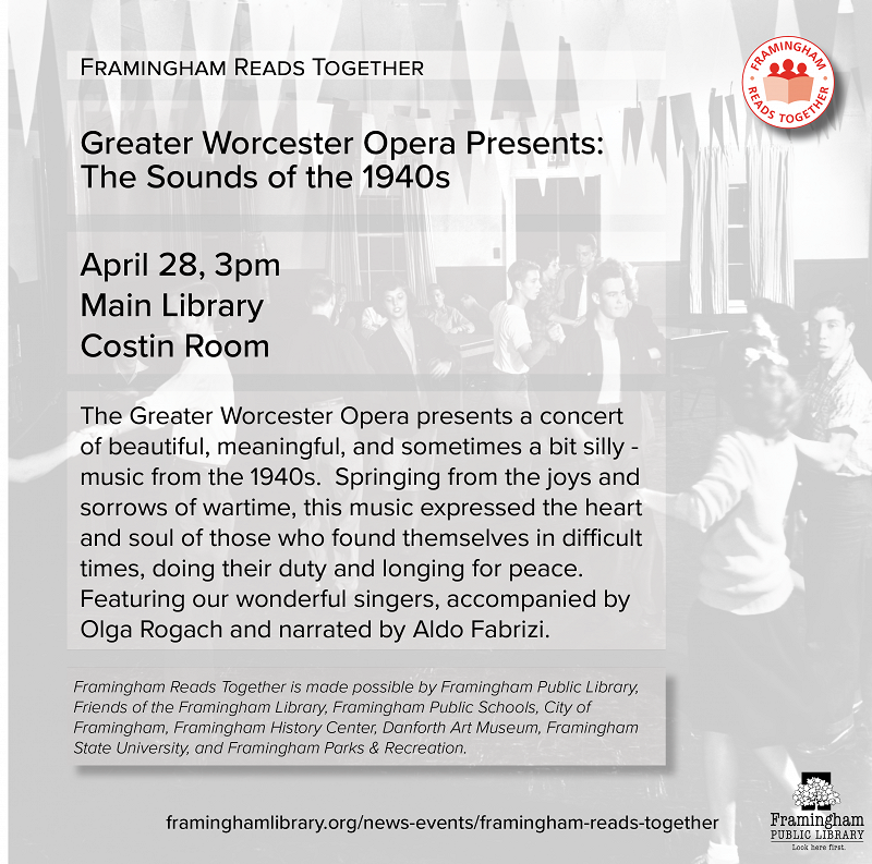 Greater Worcester Opera Presents: The Sounds of the 1940s (Framingham Reads Together) thumbnail Photo