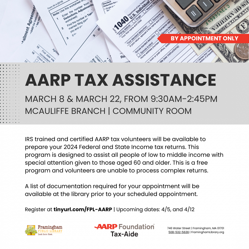 AARP Tax Assistance (by appointment only) thumbnail Photo