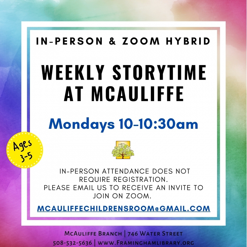 Monday Storytime at McAuliffe thumbnail Photo