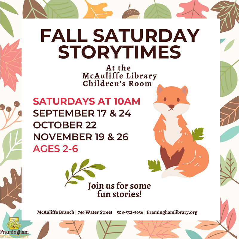 Fall Saturday Storytimes at McAuliffe thumbnail Photo