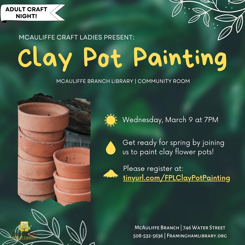 McAuliffe Craft Ladies Present: Clay Pot Painting thumbnail Photo
