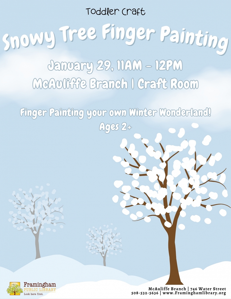 Toddler Craft: Snowy Tree Finger Painting thumbnail Photo