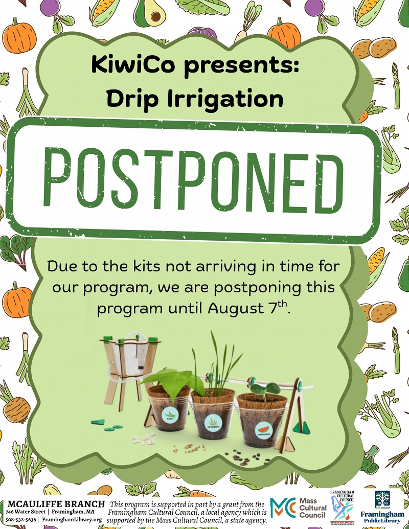 POSTPONED—KiwiCo presents: Drip Irrigation thumbnail Photo