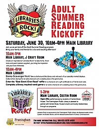 poster of Adult Summer Reading kickoff events