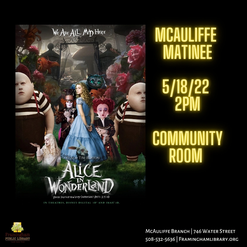 McAuliffe Matinee: Alice in Wonderland (PG 2010 ‧ Fantasy/Family ‧ 1h 48m) thumbnail Photo