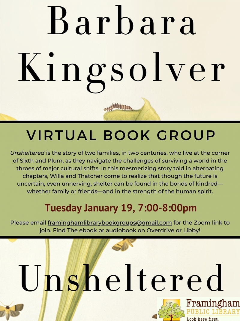 Virtual Book Discussion: Unsheltered by Barbara Kingsolver thumbnail Photo