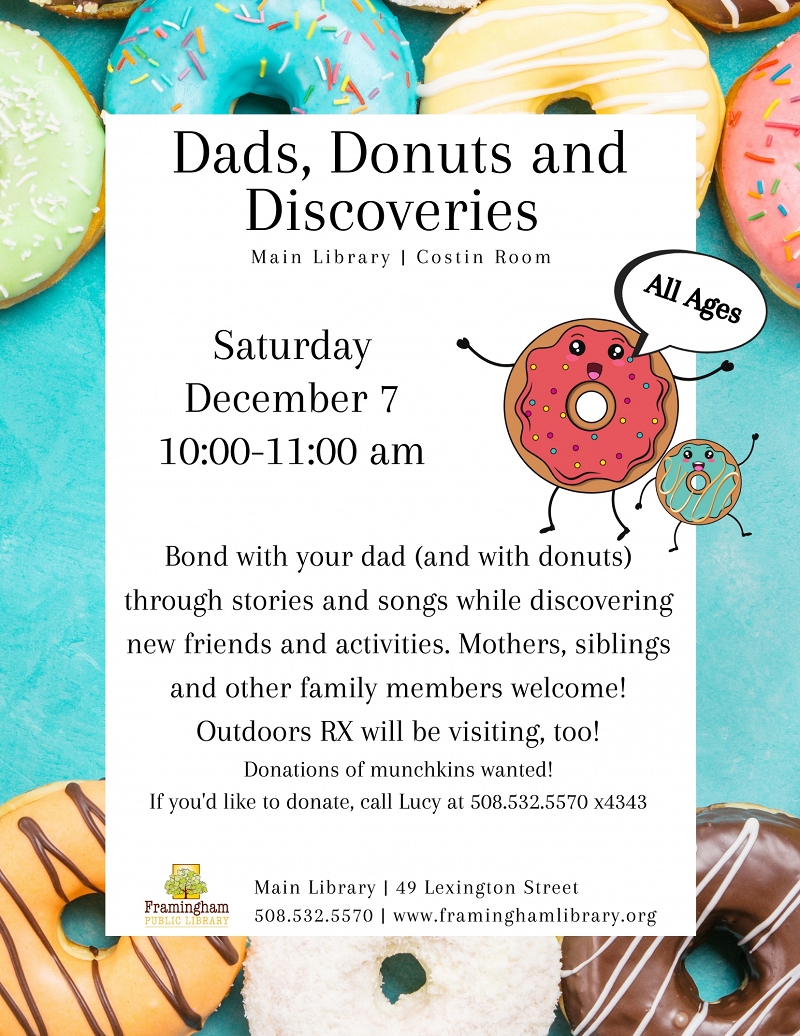 CANCELLED DUE TO UNFORESEEN CONSTRUCTION ISSUES AT THE MAIN LIBRARY: Dads, Donuts, and Discoveries thumbnail Photo