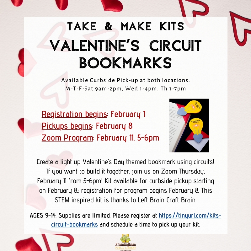 ALL KITS RESERVED: Take & Make Kit: STEM Valentine’s Circuit Bookmarks thumbnail Photo