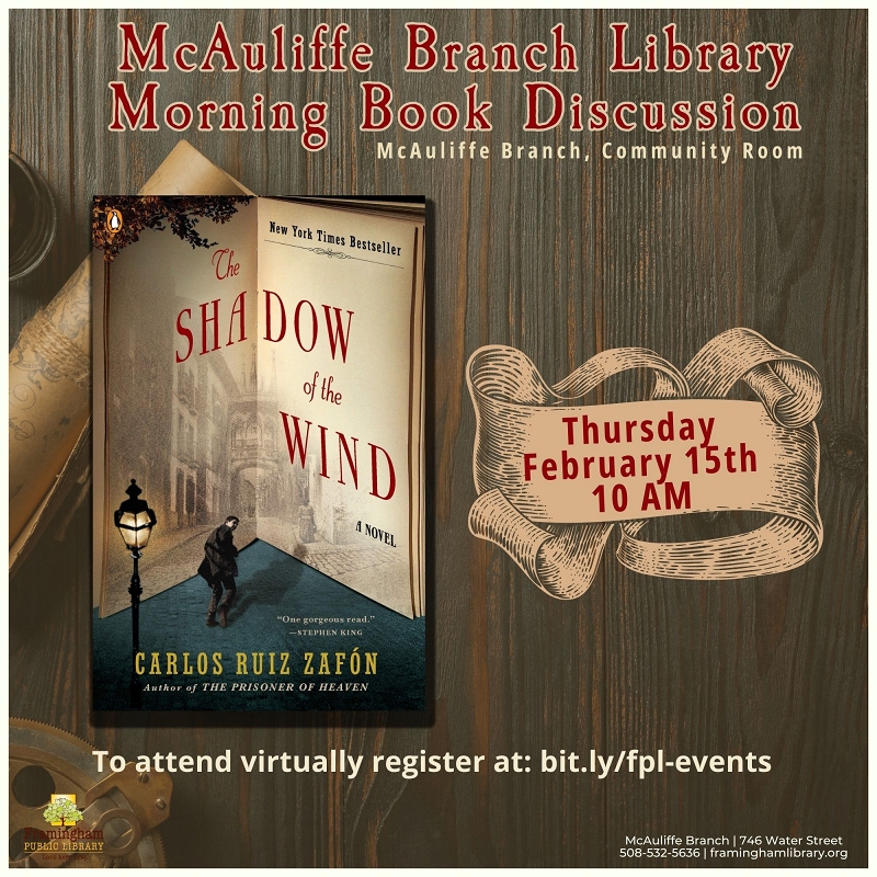 McAuliffe Morning Book Club: Shadow of the Wind by Carlos Ruiz Zafón thumbnail Photo