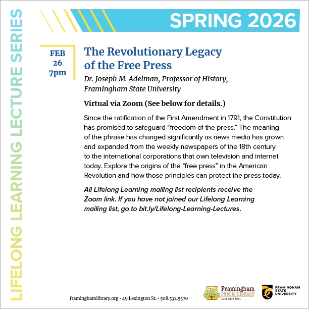 Lifelong Learning Lecture: The Revolutionary Legacy of the Free Press thumbnail Photo