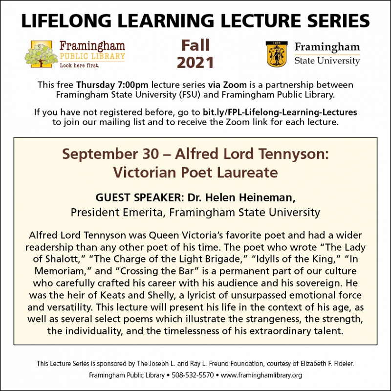 Lifelong Learning Lecture Series: Alfred Lord Tennyson: Victorian Poet Laureate thumbnail Photo