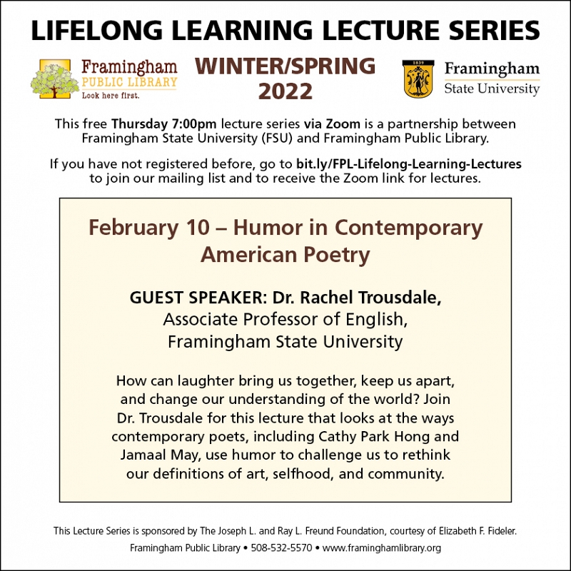 Lifelong Learning Lecture Series: Humor in Contemporary American Poetry thumbnail Photo