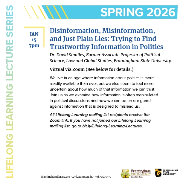 Lifelong Learning Lecture: Disinformation, Misinformation, and Just Plain Lies thumbnail Photo