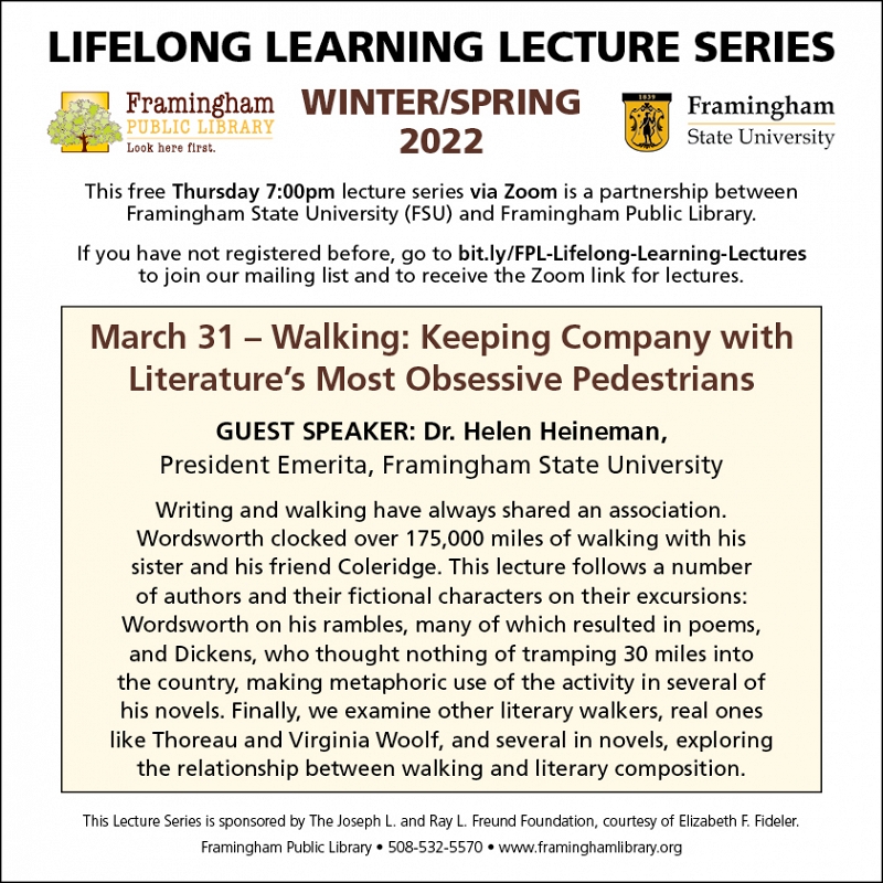 Lifelong Learning Lecture: “Walking: Keeping Company with Literature’s Most Obsessive Pedestrians” thumbnail Photo