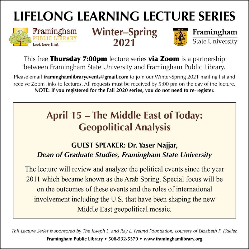 Lifelong Learning Lecture Series: The Middle East of Today: Geopolitical Analysis thumbnail Photo