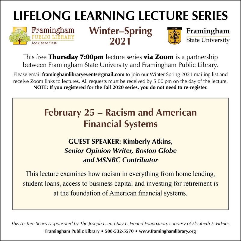 Lifelong Learning Lecture: Racism and American Financial Systems thumbnail Photo