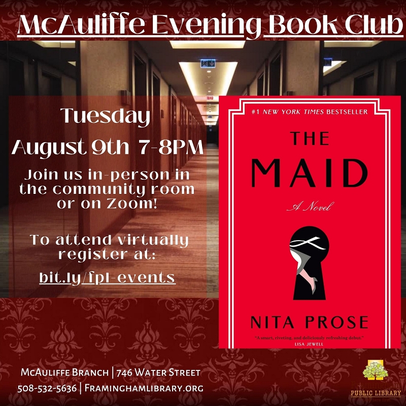 McAuliffe Evening Book Club: “The Maid” by Nita Prose thumbnail Photo