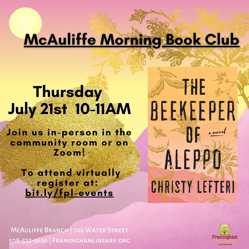 McAuliffe Morning Book Club: The Beekeeper of Aleppo by Christy Lefteri thumbnail Photo