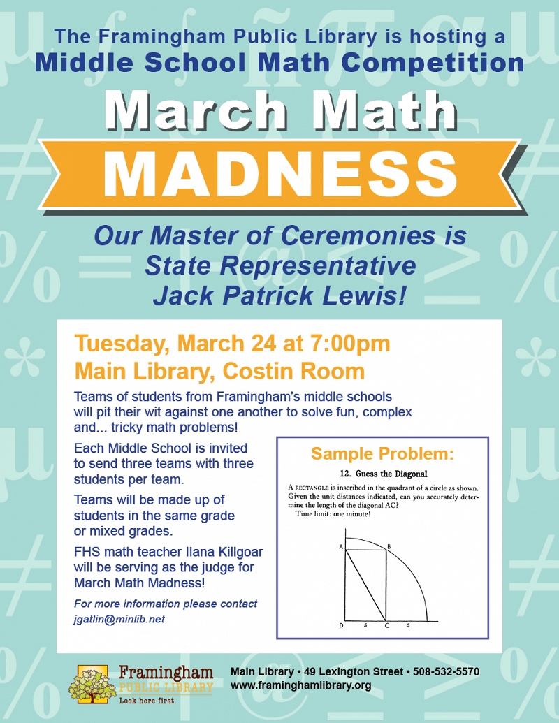 March Math Madness: Middle School Math Competition (POSTPONED UNTIL A DATE IN MAY) thumbnail Photo