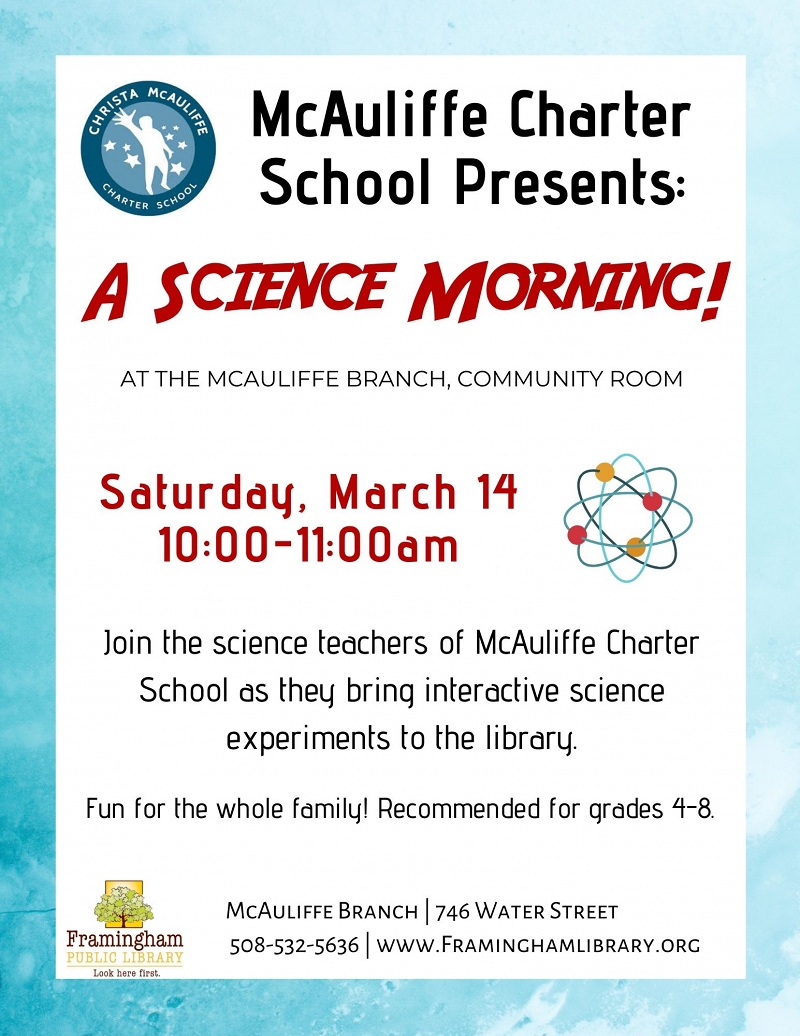 McAuliffe Charter School Presents: A Science Morning! (POSTPONED: STAY TUNED FOR FUTURE DATE) thumbnail Photo