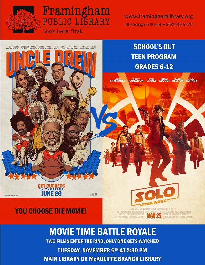 Teen Movie Showdown: Uncle Drew vs. Solo: A Star Wars Story (McAuliffe Branch Library) thumbnail Photo
