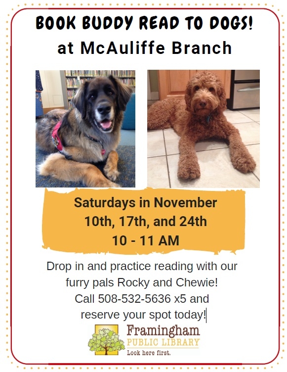 Book Buddy: Reading to Dogs @ McAuliffe thumbnail Photo