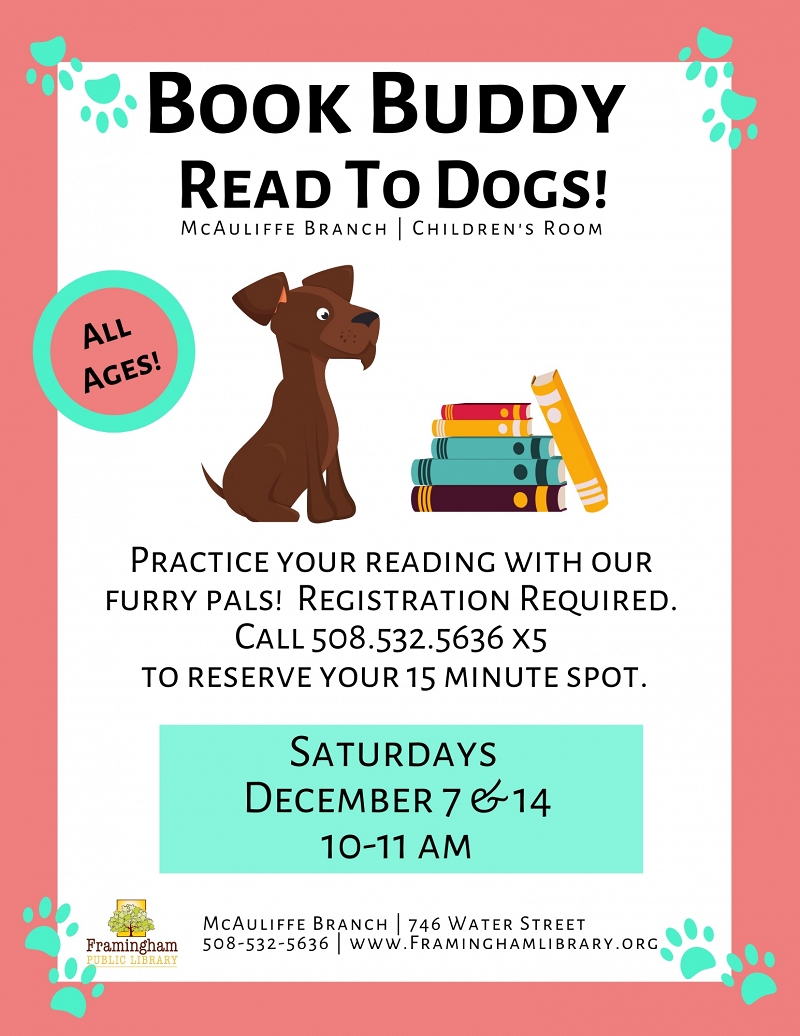 CANCELLED DUE TO UNFORESEEN CONSTRUCTION ISSUES AT THE MAIN LIBRARY:Book Buddy: Reading to Dogs thumbnail Photo