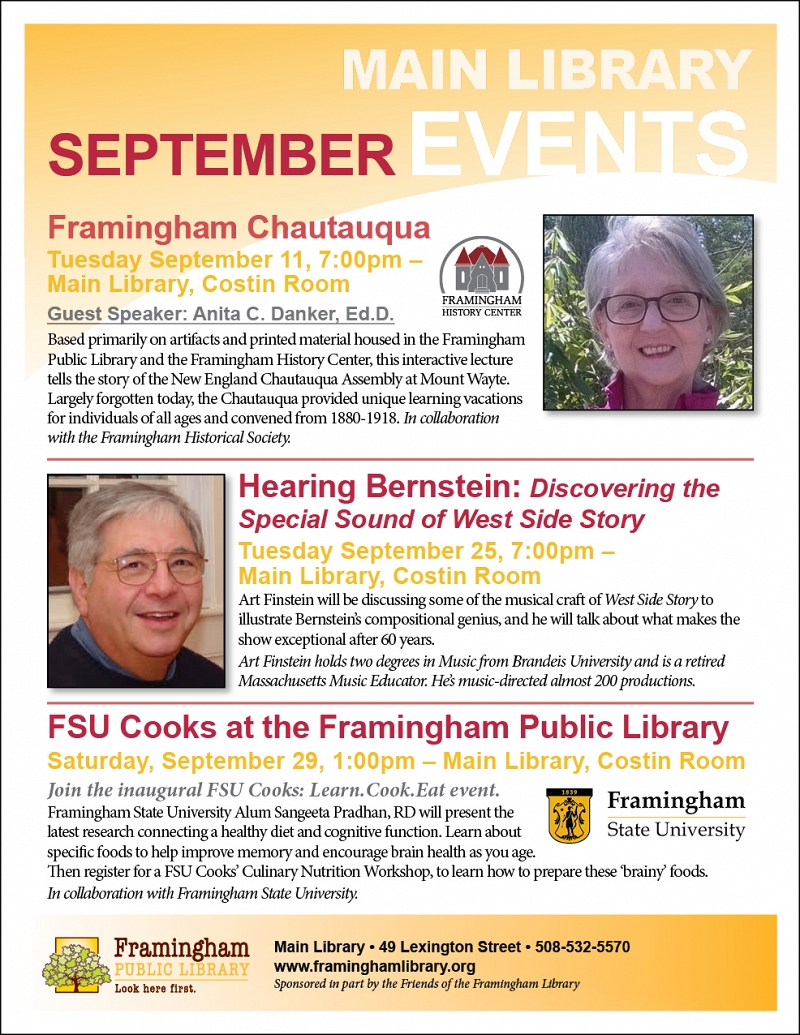 Events Calendar Framingham Public Library