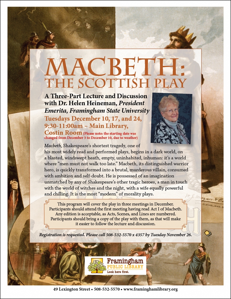 Macbeth: the Scottish Play: A Three-Part Lecture and Discussion with Dr. Helen Heineman thumbnail Photo