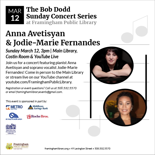 Bob Dodd Sunday Concert Series: Anna Avetisyan and Jodie-Marie Fernandes thumbnail Photo