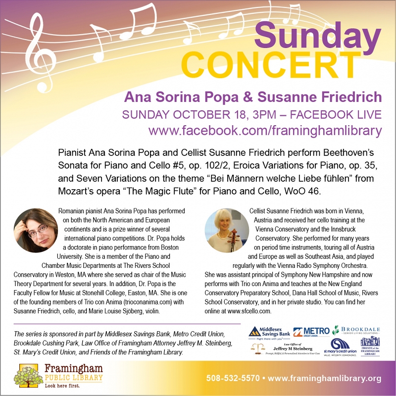 Sunday Concert: Ana Sorina Popa and Susanne Friedrich thumbnail Photo
