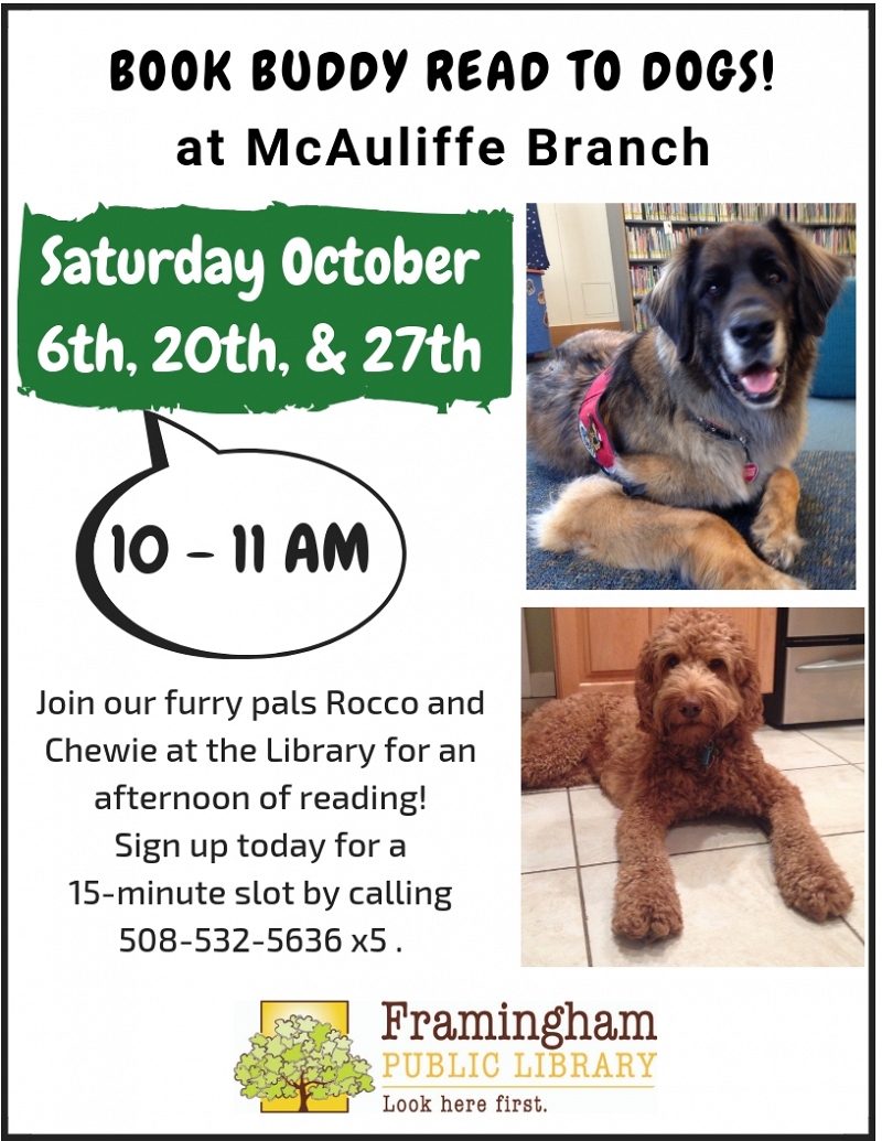 Book Buddy Read to Dogs @ McAuliffe Branch thumbnail Photo