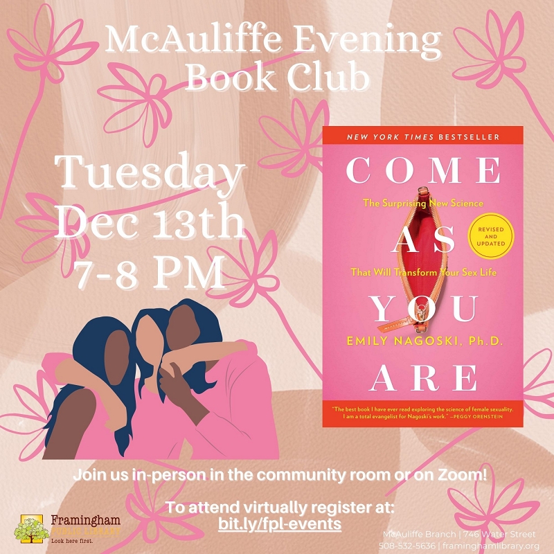 McAuliffe Evening Book Club: “Come as You Are” by Emily Nagoski thumbnail Photo