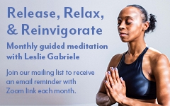 Monthly guided meditation sessions online—join us! graphic