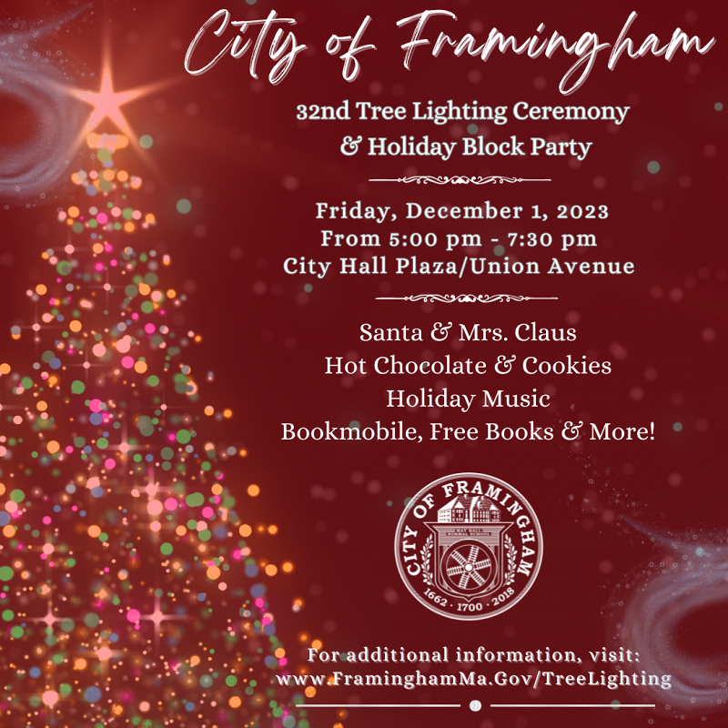 Home Page City of Framingham Tree Lighting Community Events
