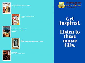 Poster reads Get Inspired. Listen to these music CDs.