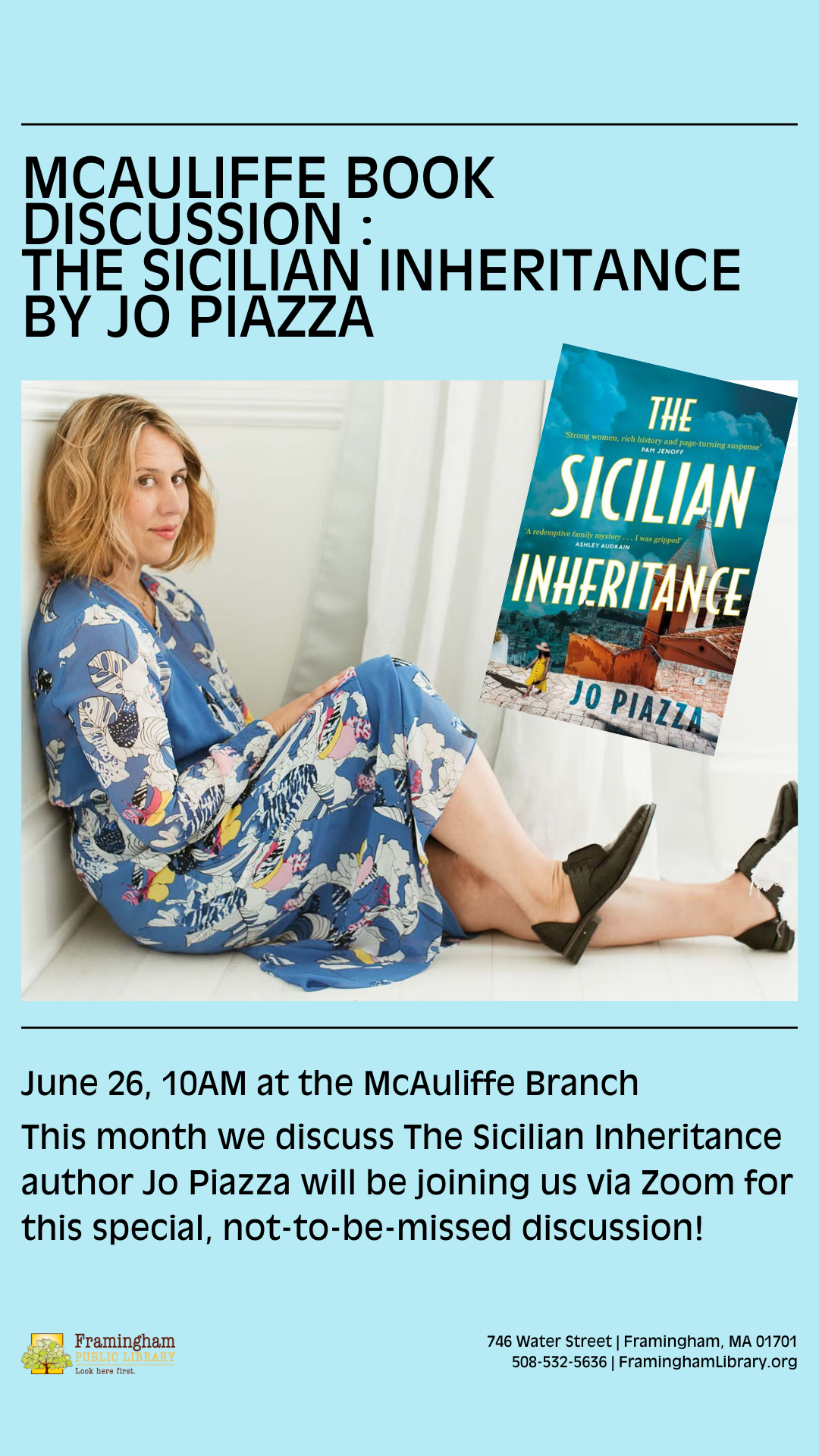 McAuliffe Book Discussion (Morning): The Sicilian Inheritance by Jo Piazza *AUTHOR TALK* thumbnail Photo