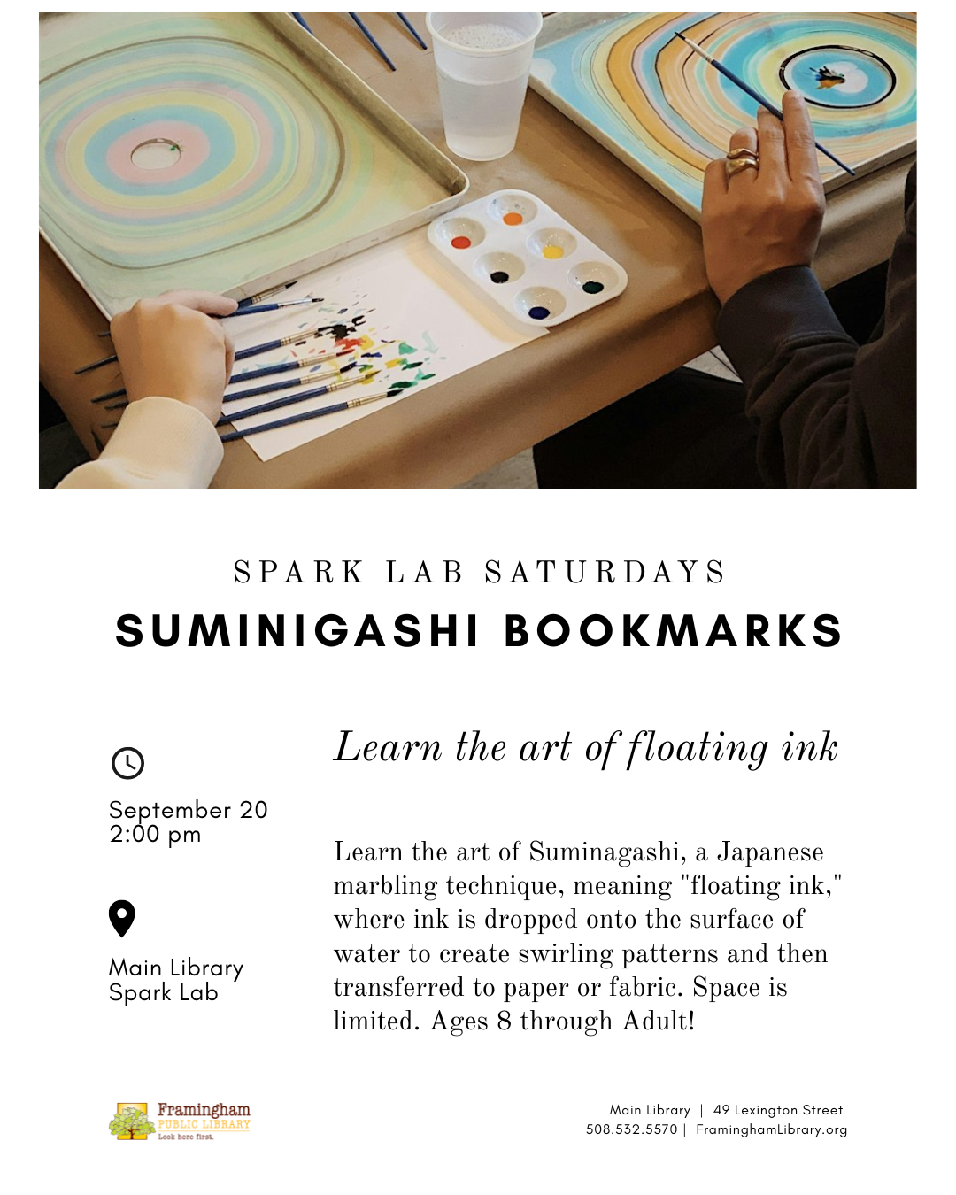 Spark Lab Saturdays: Suminagashi Bookmarks thumbnail Photo