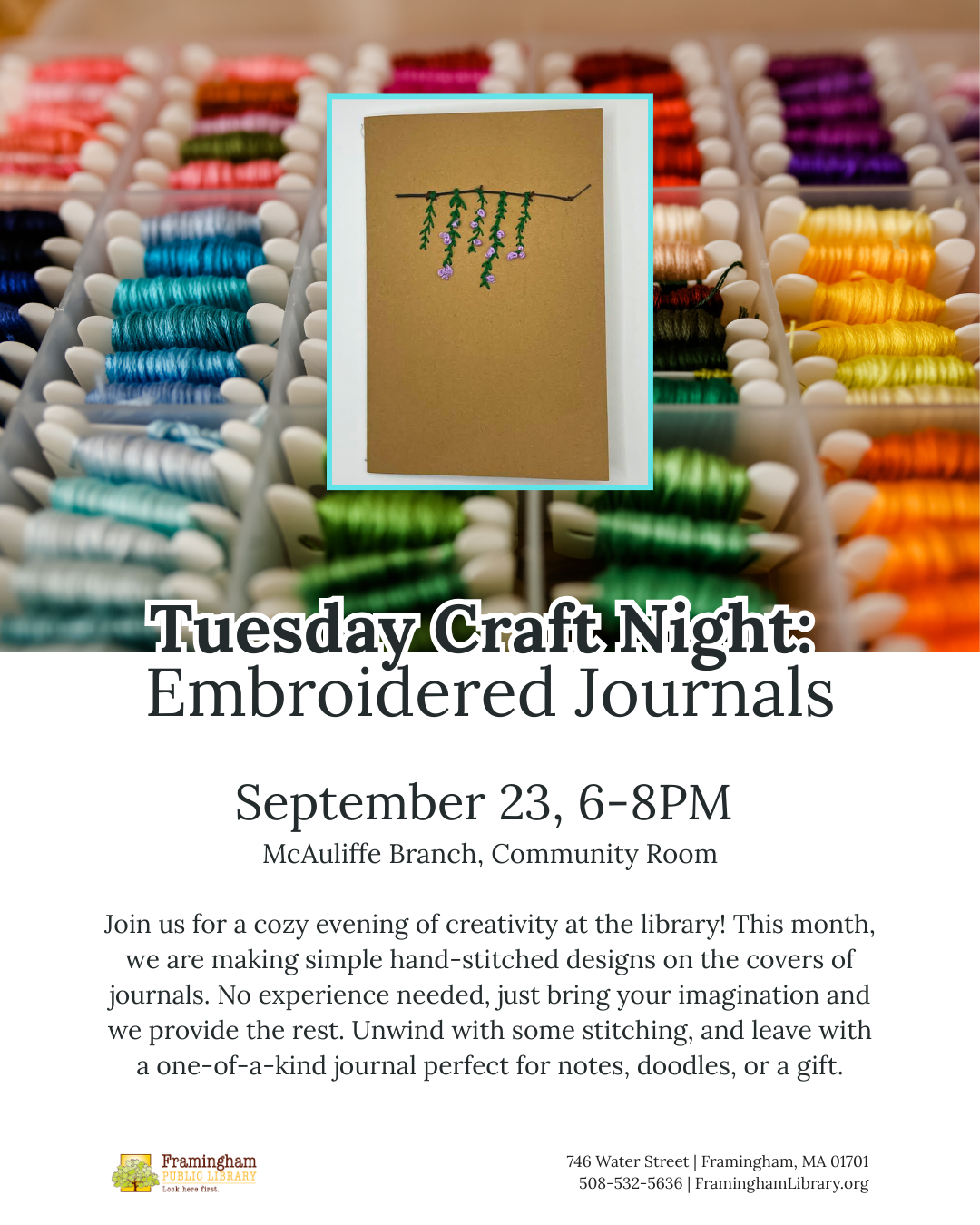 Tuesday Craft Night: Embroidered Journals thumbnail Photo