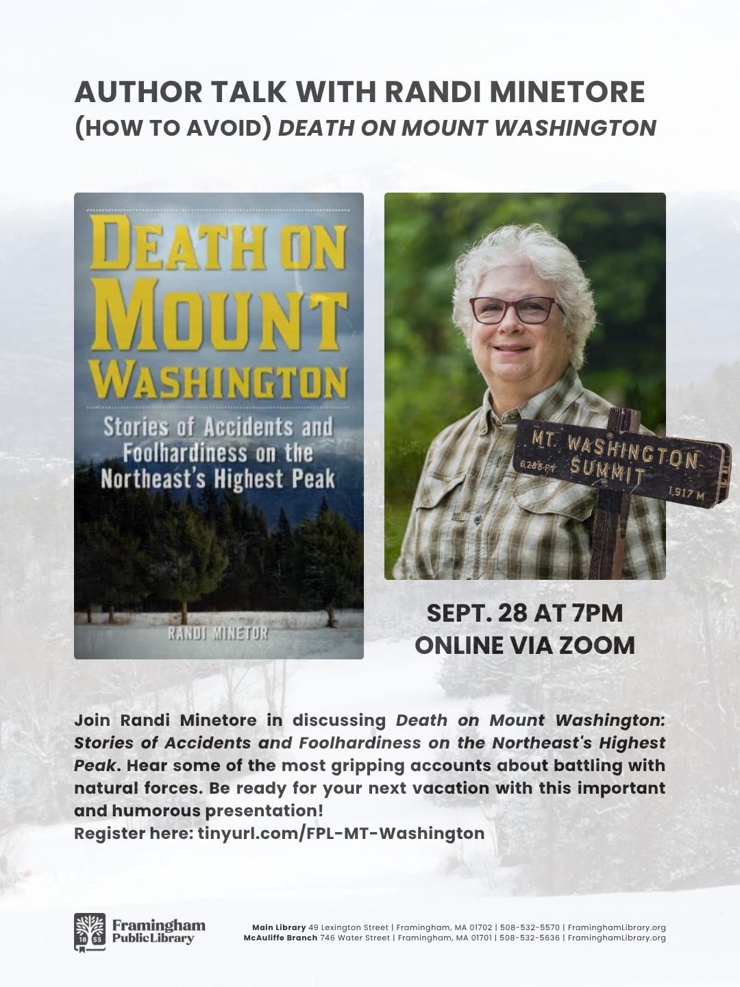 Author Talk: Randi Minetore on (How to Avoid) Death on Mount Washington thumbnail Photo