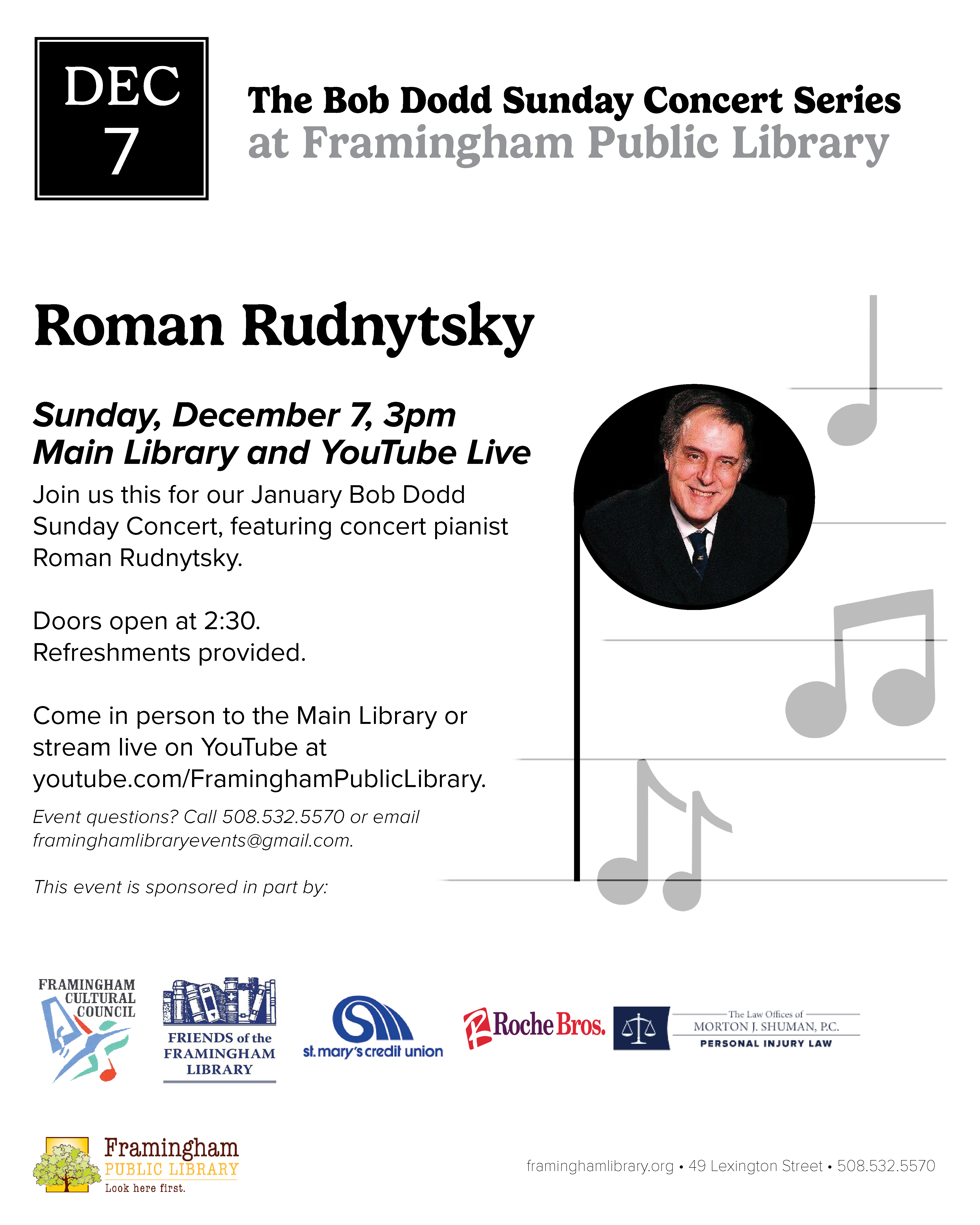 Bob Dodd Sunday Concert: Roman Rudnytsky thumbnail Photo