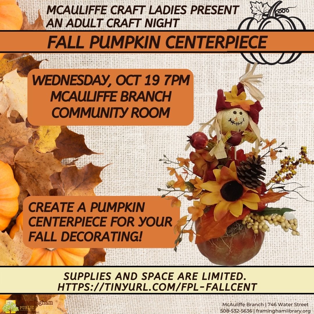 McAuliffe Craft Ladies Present an Adult Craft Night: Fall Pumpkin Centerpiece thumbnail Photo