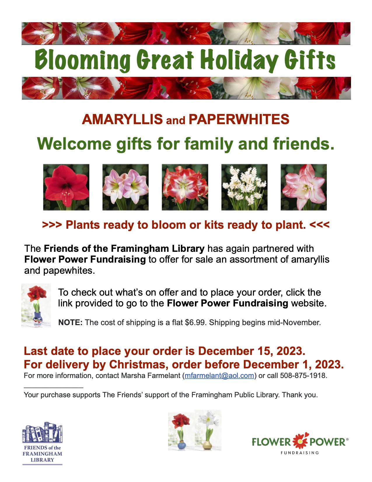 Flyer for the Friends of the Library 2023 Fall Bulb Sale
