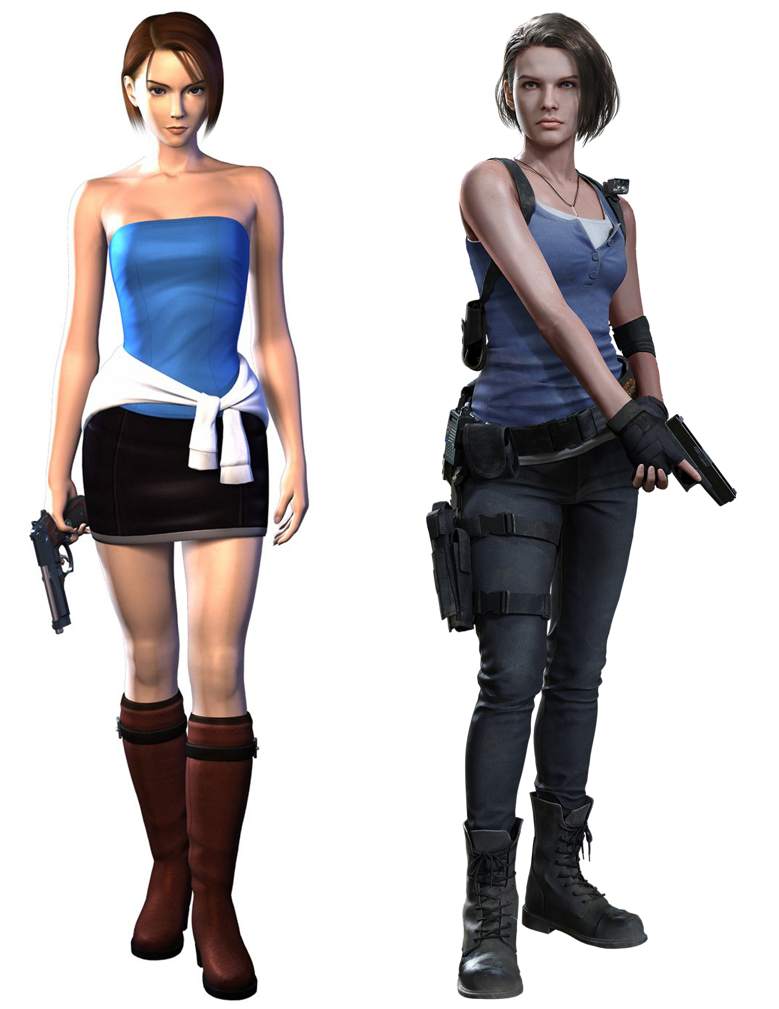 Character models of Jill Valentine in Resident Evil 3 and the RE3 Remake